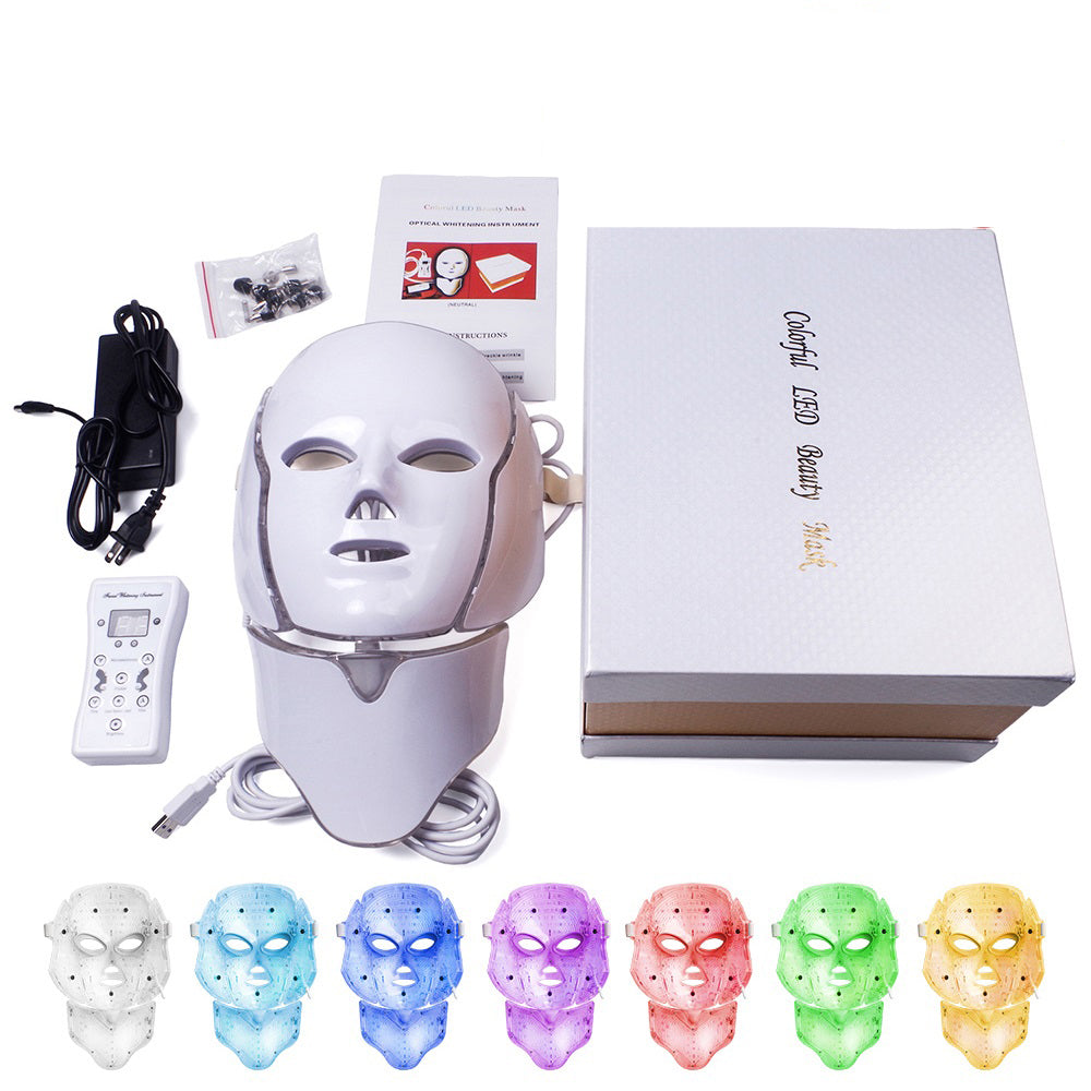 7 Colors Led Facial Mask Korean Acne Neck Beauty Therapy Machine Light