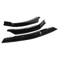 3Pcs Glossy Black Front Bumper Protector Lip Spoiler Trim Covers