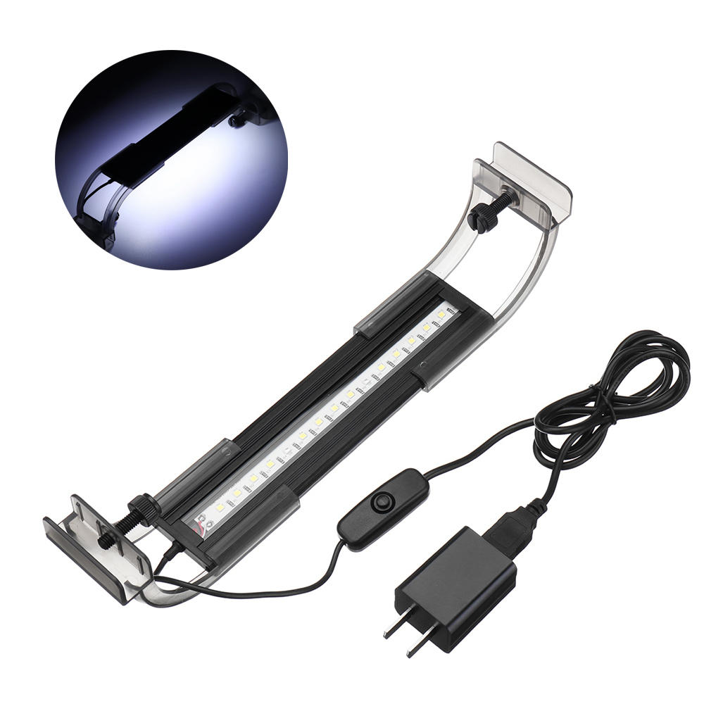 2.5W 18cm Adjustable 2835 LED Aquarium Light Lamp for Fish Tank - Super Slim, Black