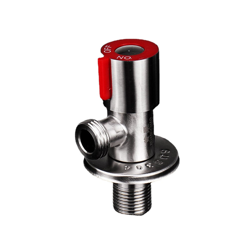 Stainless Steel Brushed Hot & Cold Water Triangle Valve G1/2 Thread Angle Valve w/ Rotatable Switch for Toilet/Sink/Heater