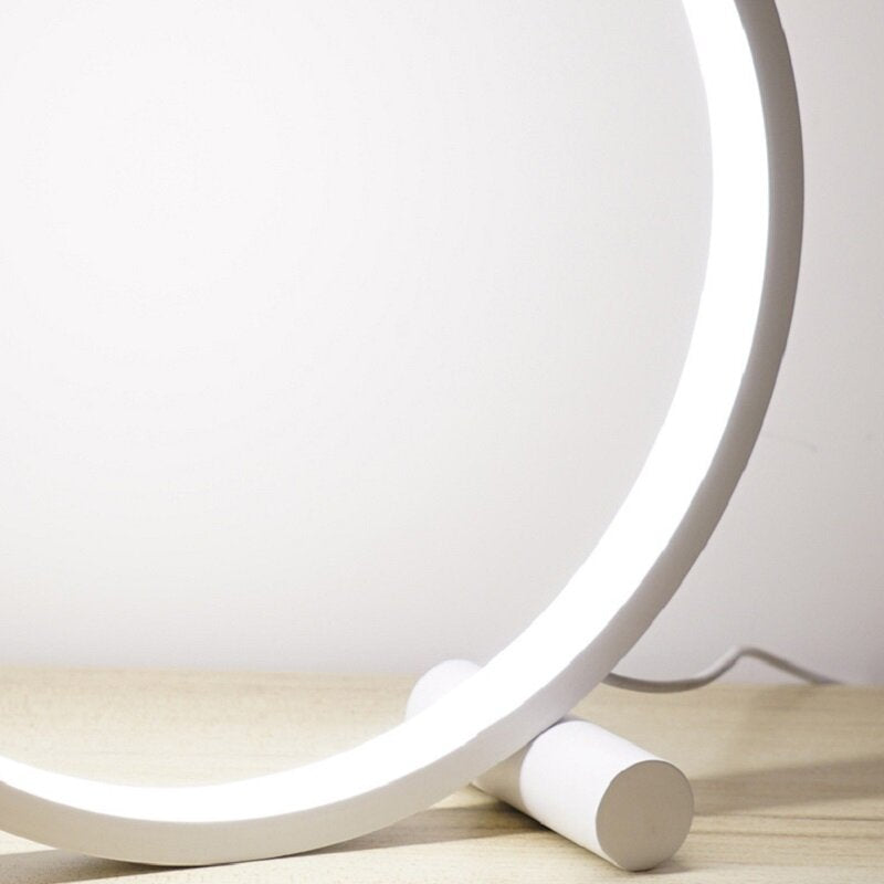 15CM LED Dimmable Circular Desk Lamp with USB - Night Light for Living Room, Bedroom, Bedside