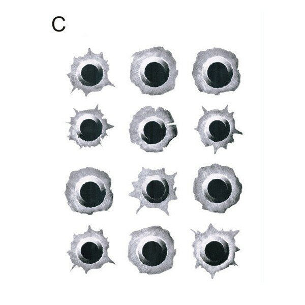 3D Simulated Bullet Holes Car & Motorcycle Scratch Decal - Waterproof, 23x29CM