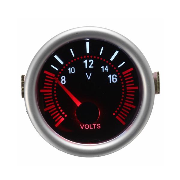 2-Inch 52MM 12V White & Red LED Voltmeter Gauge for Car/Boat, 8-16V