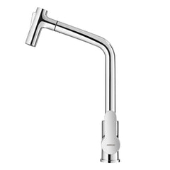 Chrome Single Handle Pull Out Kitchen Faucet - 360 Degree Swivel, Hot & Cold Water Mixer Tap