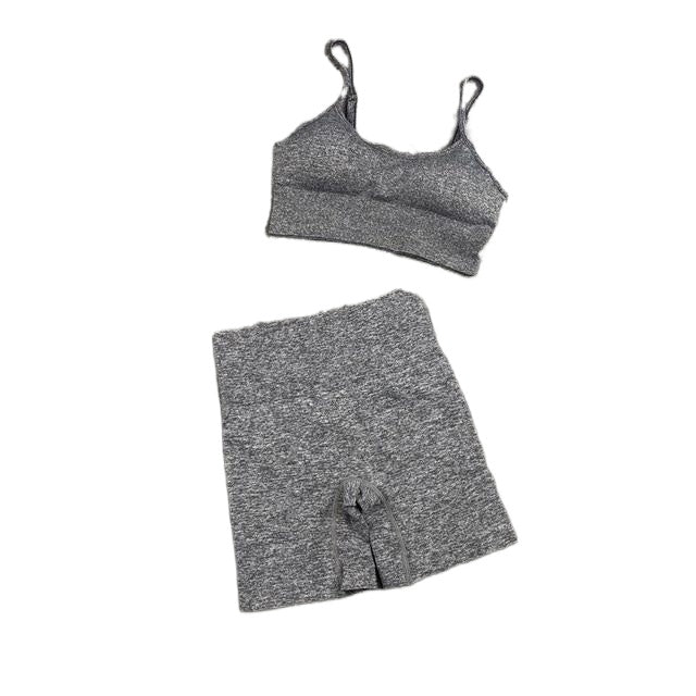 Nahtloses Yoga-Set für Damen: Trainingsshirts, Sporthosen, BH, Fitnesskleidung, kurzes bauchfreies Top, hohe Taille