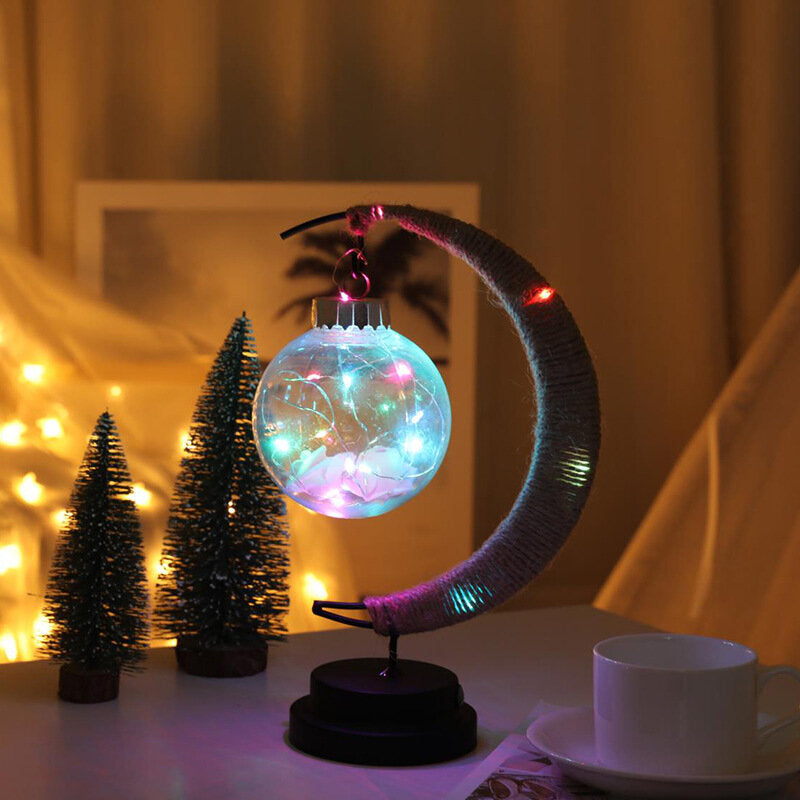 LED Crescent Moon Wishing Ball Memorial Lamp for Home Decoration