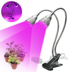 10W Dual Head Full Spectrum LED Grow Light Clip Kit for Indoor Plants, Hydroponics, US Plug 110-240V