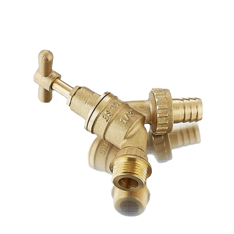 1/2" Brass Slow-Closing Faucet Valve - Garden Irrigation Tap, Barrel Joint Accessory