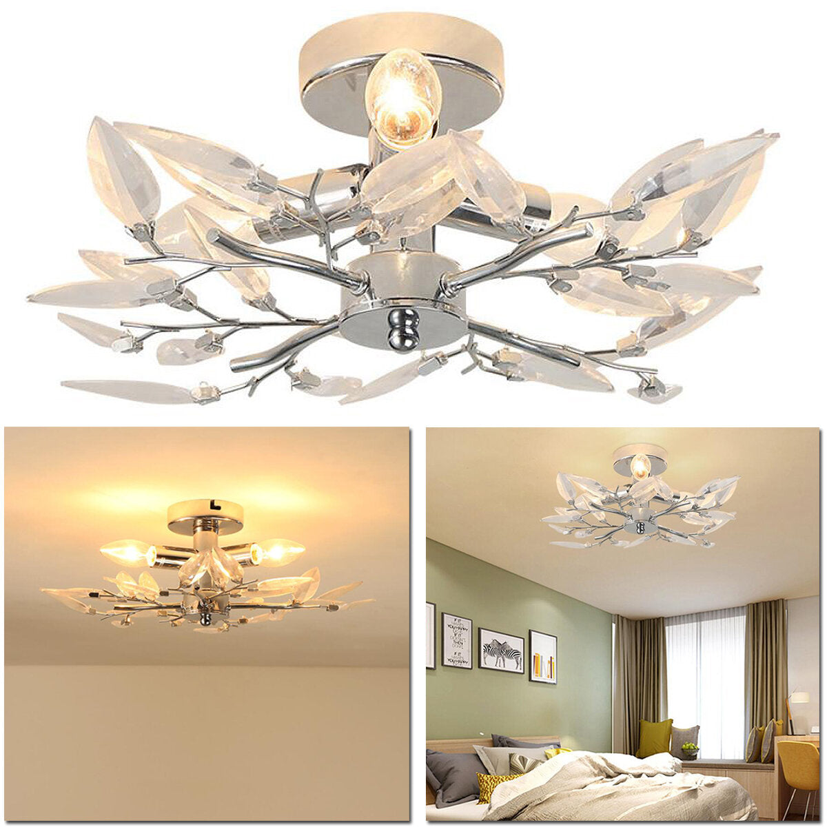 LED-Deckenleuchte mit Acrylblattarmen für Wohnzimmer, Schlafzimmer – moderne Lampenfassung