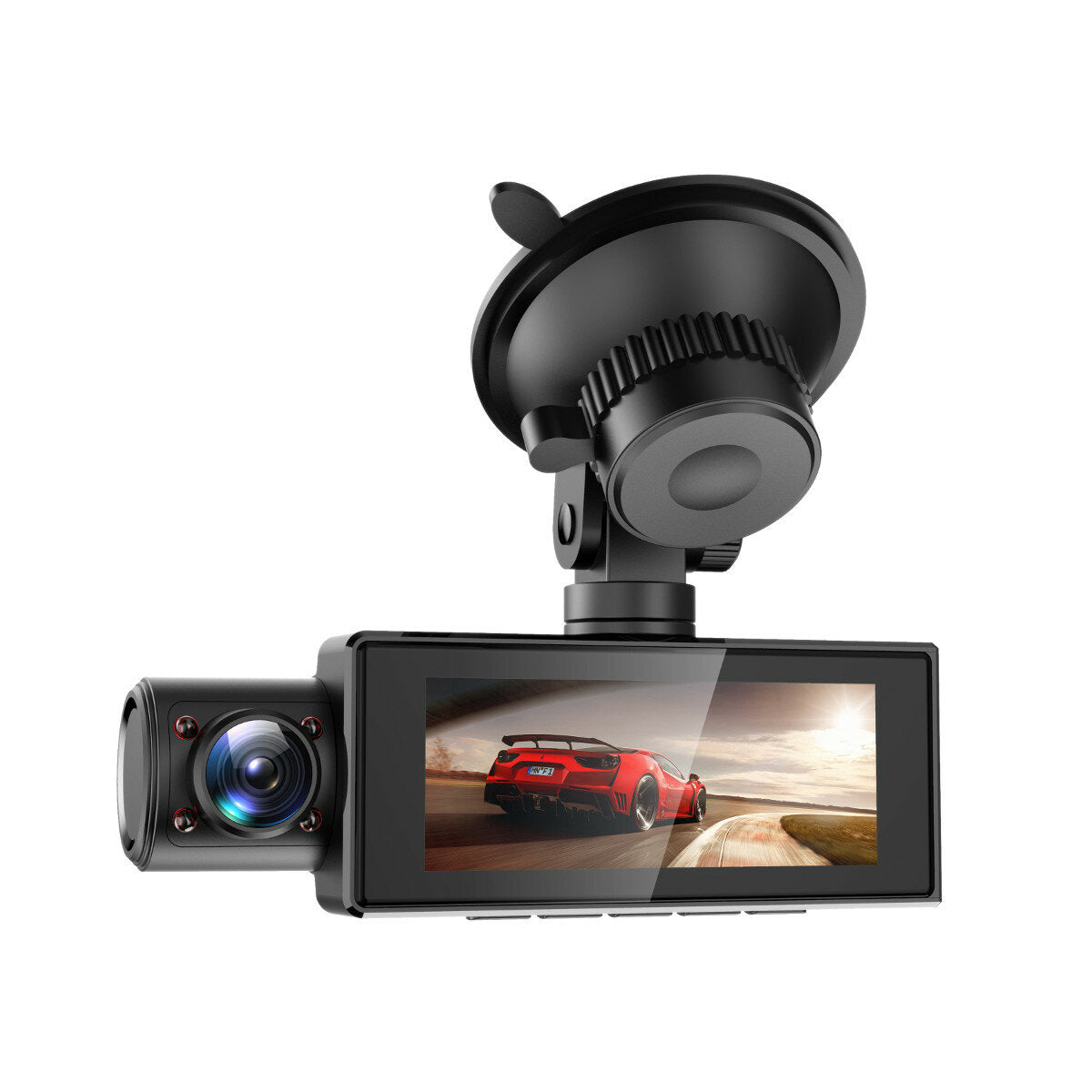 1080P HD Dual Lens Dash Cam with Night Vision, GPS, G-Sensor, Parking Monitor, and Three Cameras - Vehicle BlackBOX DVR