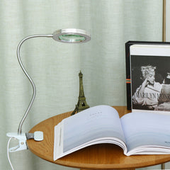 USB Charging LED Magnifying Lamp - Clip-on Table Light