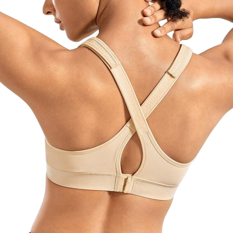 Adjustable Strap Wirefree Sports Bras for Women - High Impact, Plus Size, Full Coverage, Padded X-Back Fitness Gym Bras