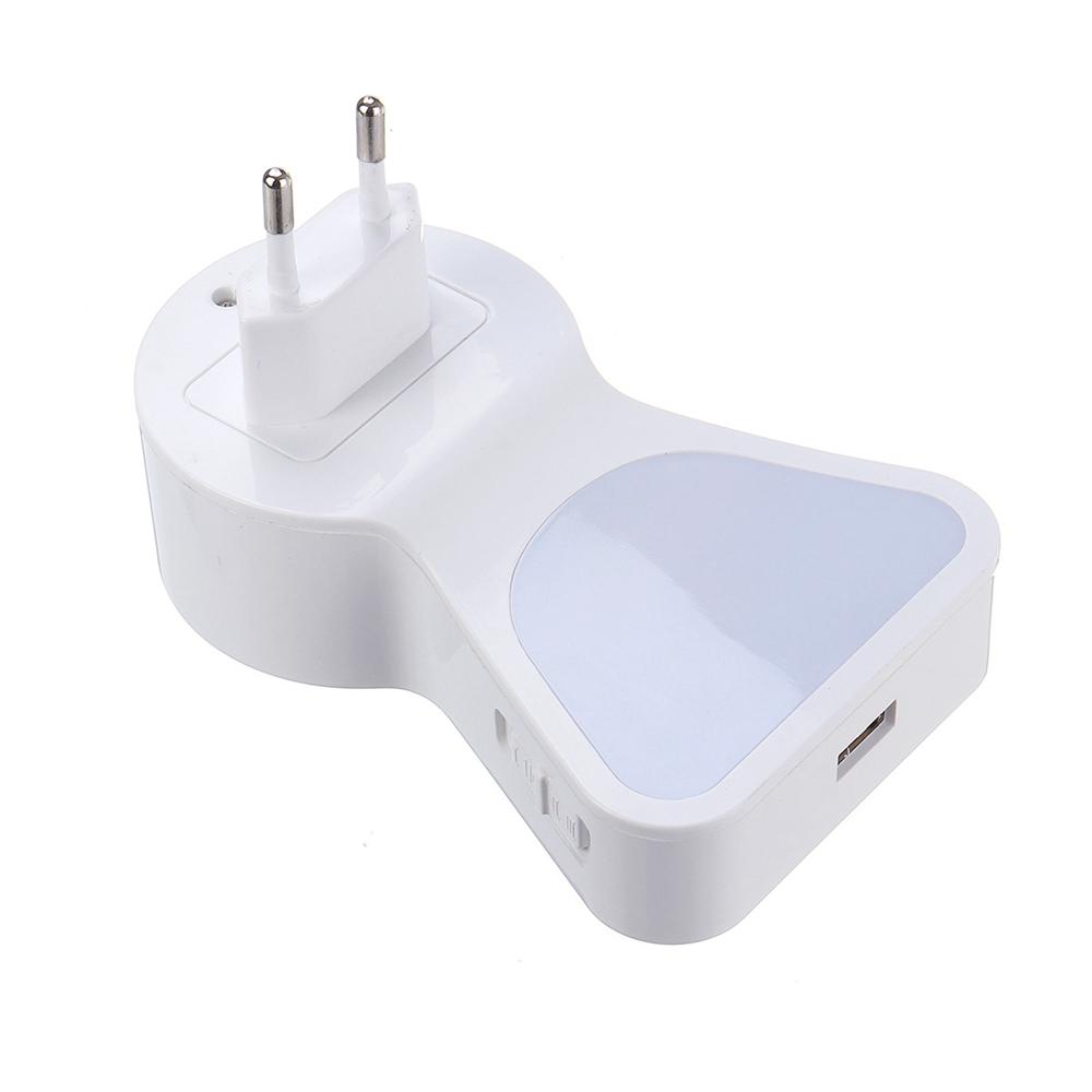 5A 9 LED Plug Socket Lamp with USB Charging, Plug-in Wall Hallway Night Light, US/EU Plug