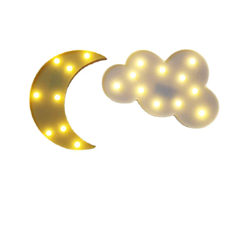 LED Night Light for Kids - Moon, Star, Cloud Design for Bedroom, Bedside Lamp, Room, and Party Decorations