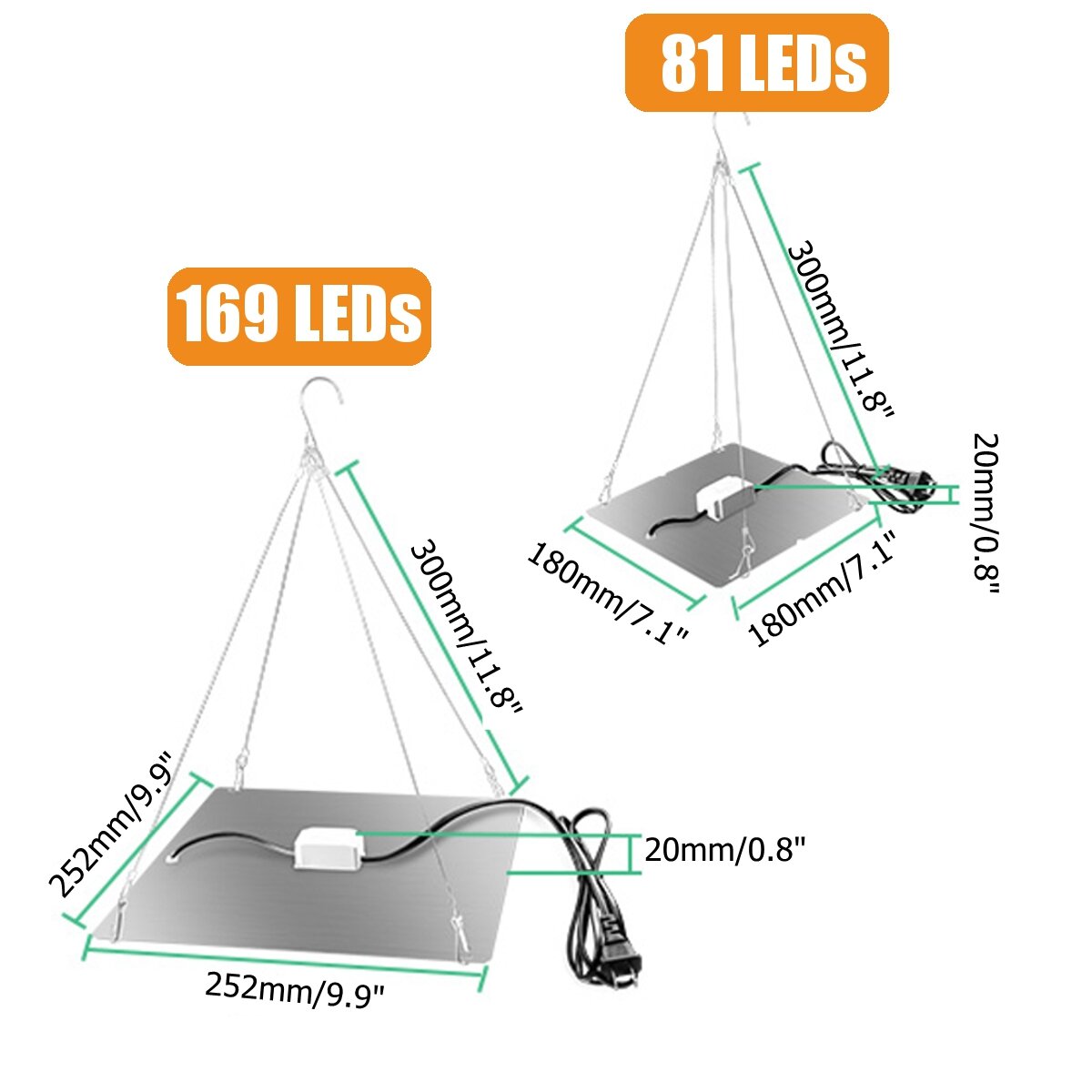 Ultra Thin 81/169 LEDs Full Spectrum UV Grow Light for Indoor Hydroponic Plants and Flowers 110-240V