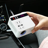 Universal 12V/24V Car Inverter with 6 Sockets & Digital Display - Fast Charging for Trucks