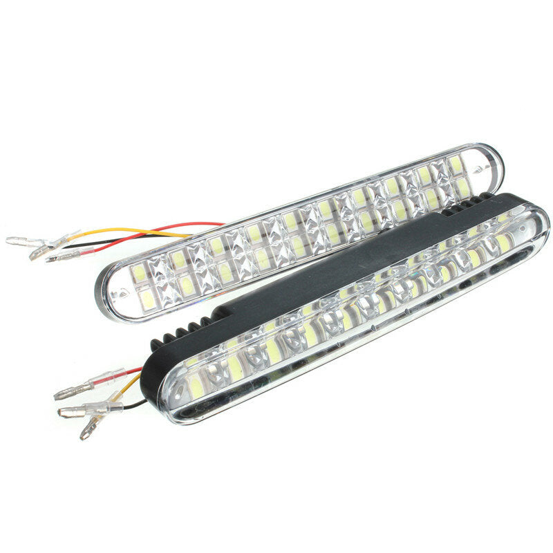 2pcs White 10SMD 3528 Yellow LED Car DRL Daytime Running Lights with Turn Signals