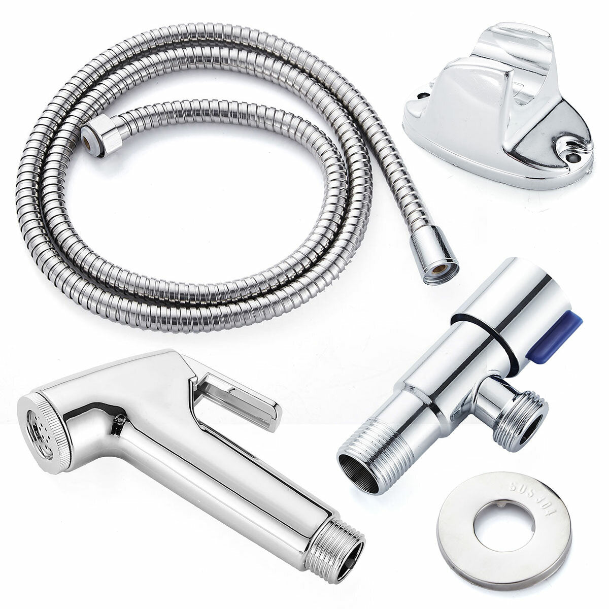 Stainless Steel Handheld Bidet Sprayer Kit - Shower Head, Toilet Adapter, Hose Included