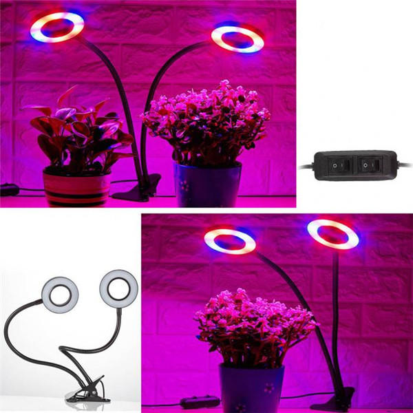 24W Dual Head LED Grow Light with Flexible Desk Clip for Vegetables, Fruits, Flowers, Hydroponics