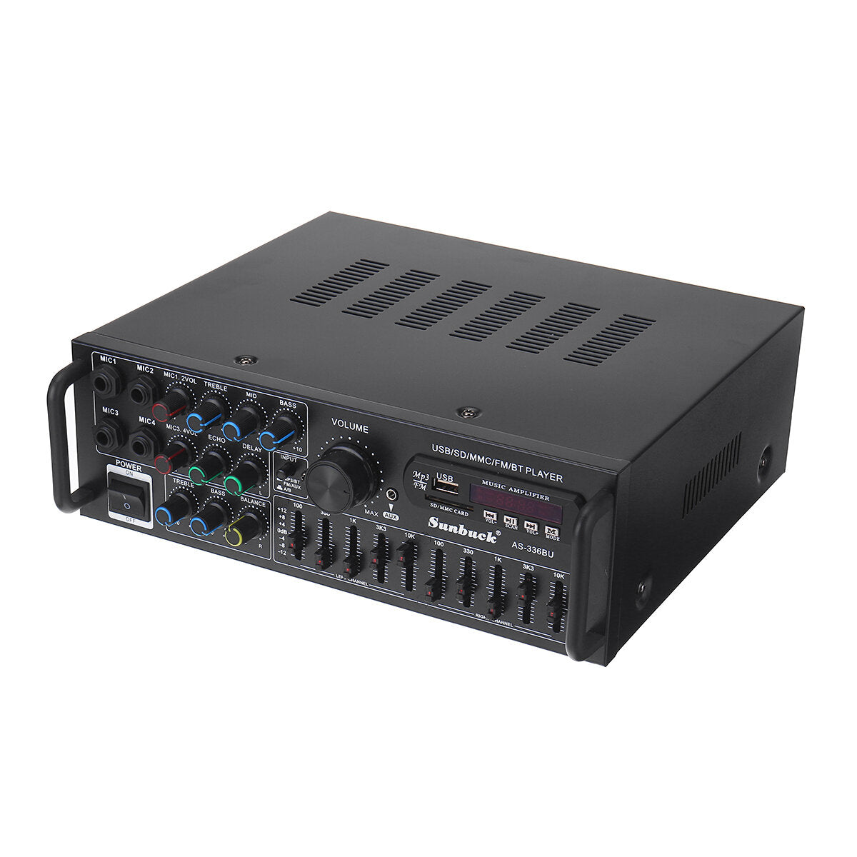 12V 2000W 4-Way Bluetooth 5.0 Amplifier: USB/SD/FM/DVD, Remote Control, Car/Home Audio Stereo with Microphone Input