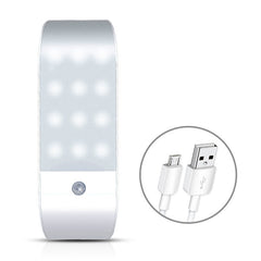 12 LED USB Rechargeable Motion Sensor Night Light - Portable Wireless Wall Lamp for Kitchen, Bedroom, Home