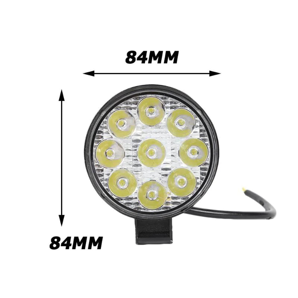 27W LED Work Light 9V-85V Waterproof Headlight White/Blue Round Fog Lamp for Car Motorcycle