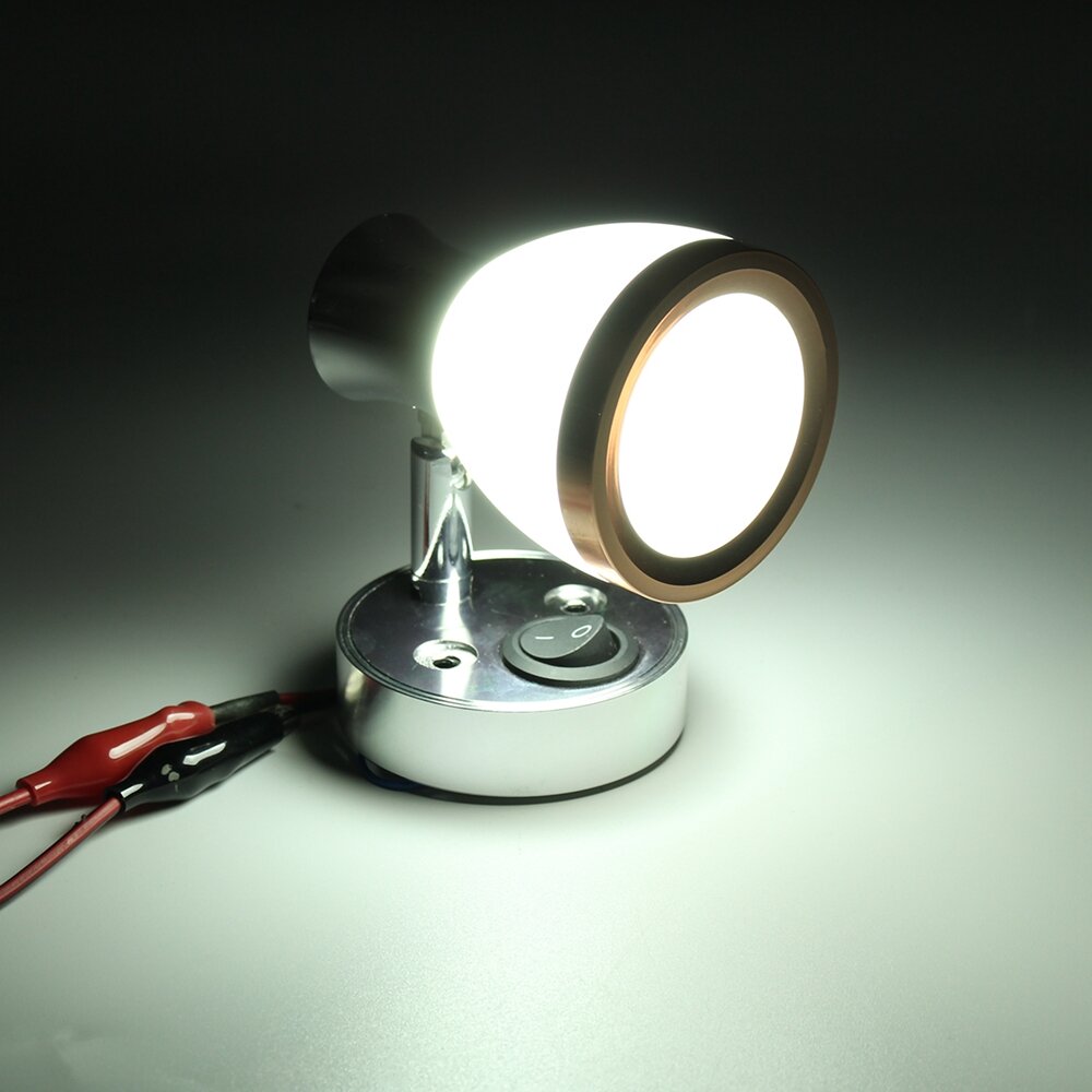 12V 3W LED Mini Spot Light - Frosted Glass Reading Night Lamp for Caravan Cabinet Interior