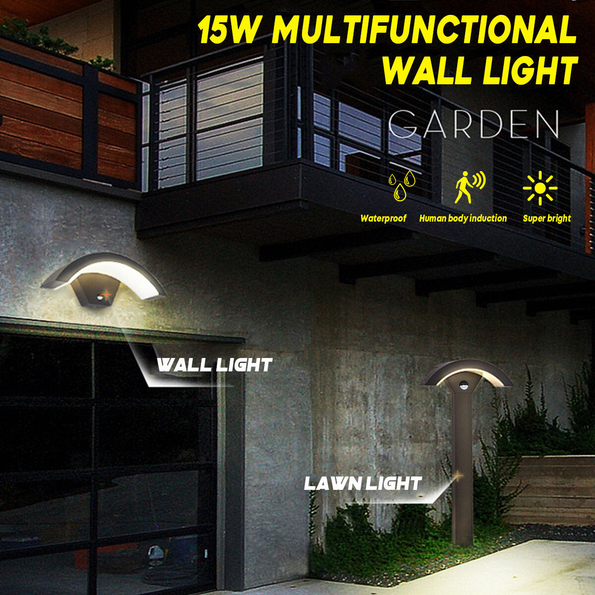 15W LED Outdoor Wall Light with Motion Sensor, Anthracite - House Lighting