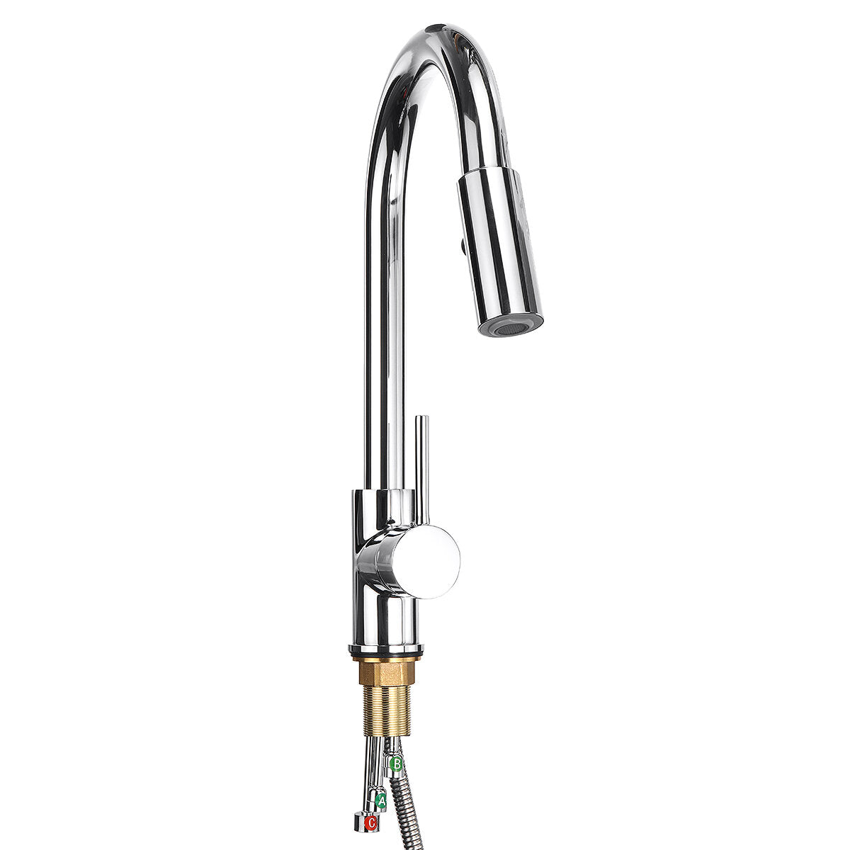 Modern Single Handle Kitchen Sink Faucet with Pull Down Sprayer - Hot and Cold Mixer Tap