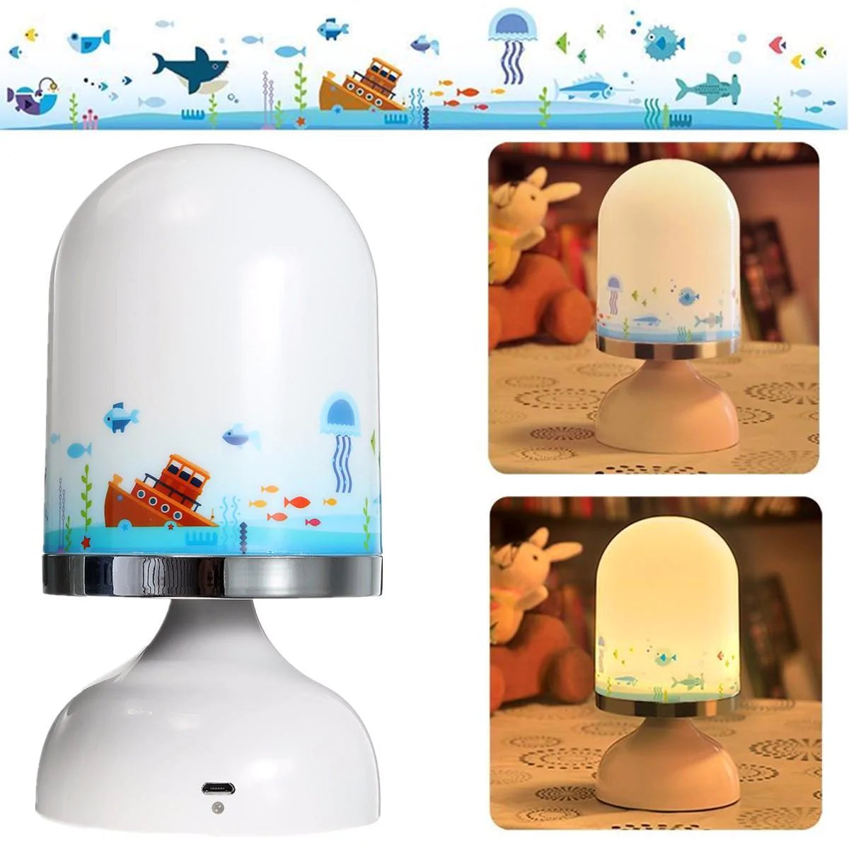 Portable USB Rechargeable LED Night Light with Vibration Sensor and Hanging Stand