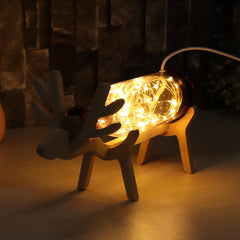 LED Glass Fairy Elk Deer Light Bottle Jar - Night Light Table Lamp for Christmas Home Decor Gift