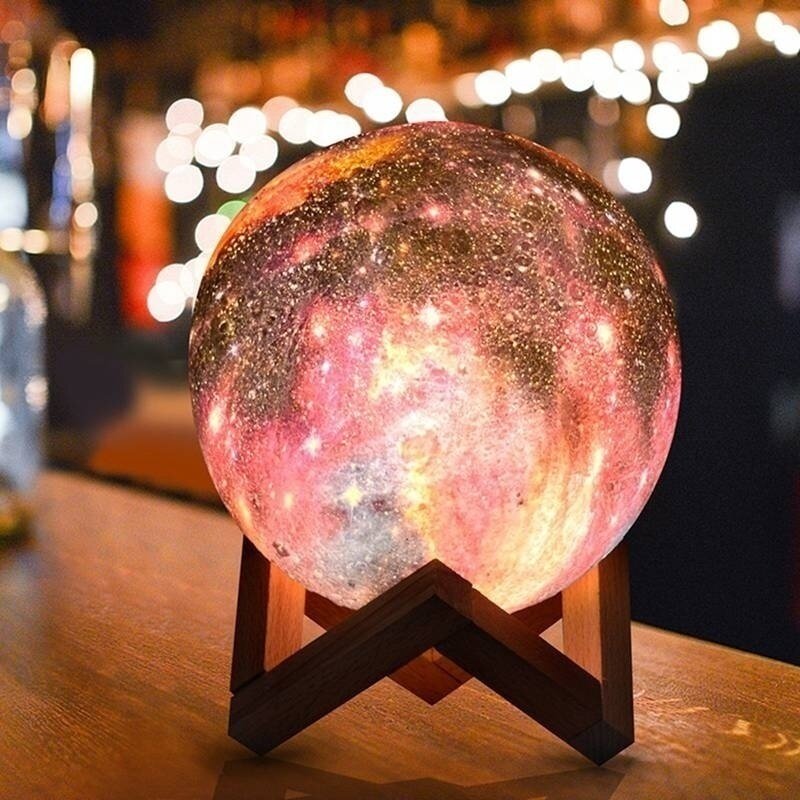 3D Magical Lunar Moon Lamp - USB LED Night Light with Touch Sensor, Galaxy Sky Moonlight