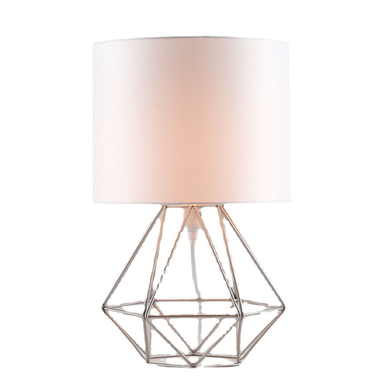 Modern Geometric Bedside Table Lamp with Shade - Hollowed Out Design for Bedroom