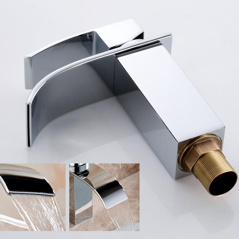 Bathroom Waterfall Sink Faucet - Single Lever Mixer Tap for Hot & Cold Water, Brass Construction