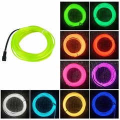 10M EL Wire Neon Light LED Flexible Tube Rope Lamp for Car Decoration with Battery Case