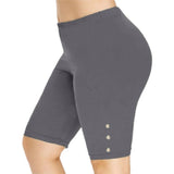 Women's Stretch Biker Shorts - High Waist, Knee Length, Fitness Workout, Polyester, Sizes S-2XL