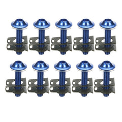 10Pcs M6 Motorcycle Bolts with Spire Speed Fastener Clips, Screws, and Spring Nuts, 6x30mm