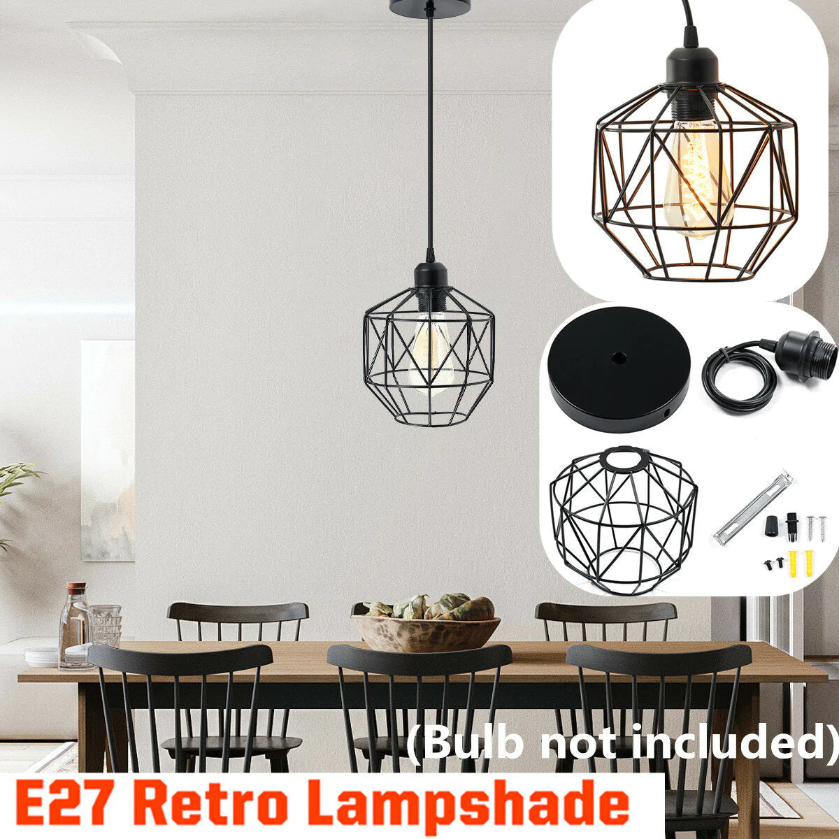 Vintage Industrial Pendant Lamp E27 Light for Loft, Restaurant, Bar, Counter, Attic, Bookstore Ceiling