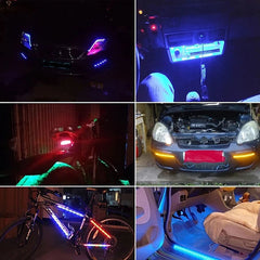 6Pcs DC12V LED Strip Lights for Car Motorcycle - Waterproof, Multi-Color Decorative Atmosphere Lamps