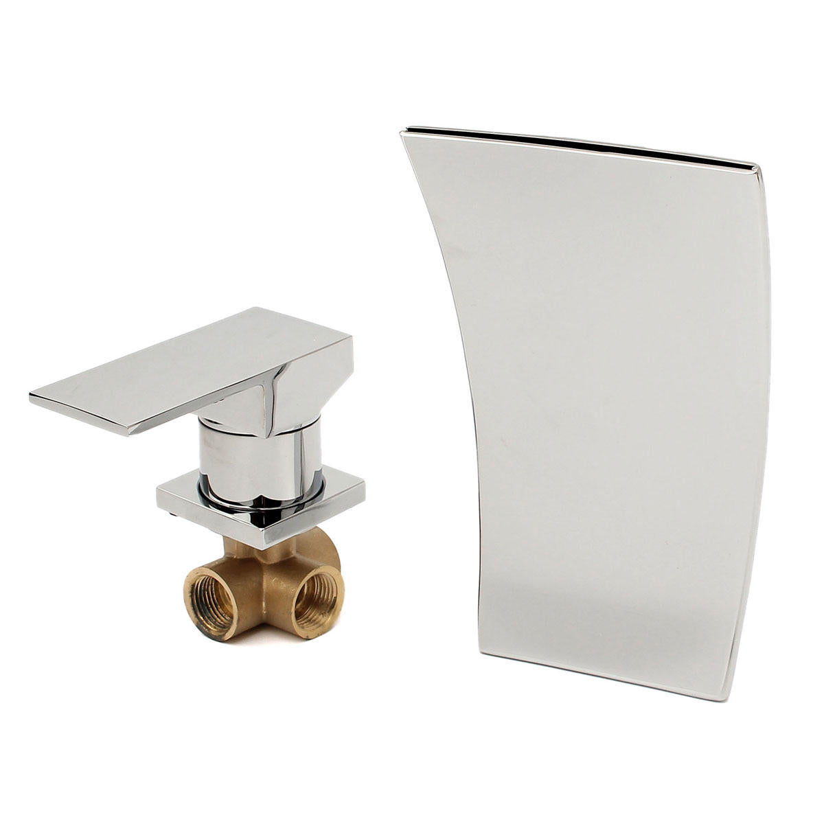 Chrome Wall Mount Waterfall Mixer Tap - Modern Brass Bathroom Sink Faucet