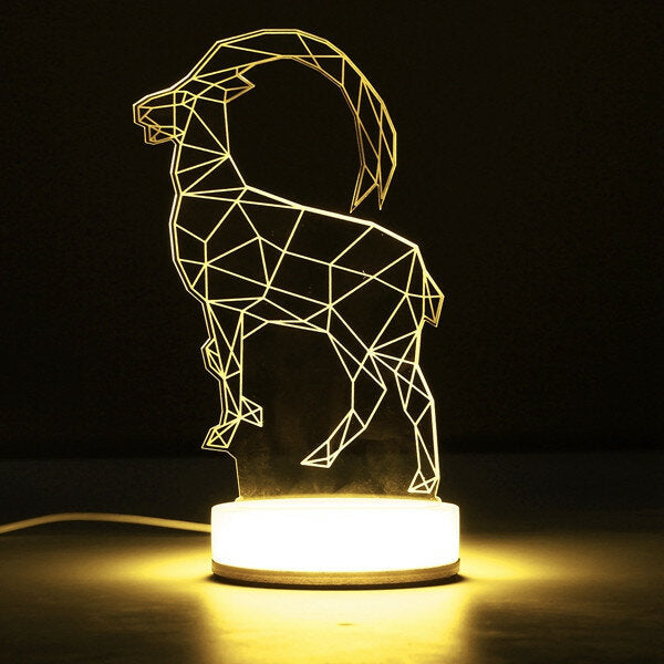 3D Illusion USB LED Night Light - Warm White Desk Table Lamp, Perfect Xmas Gift