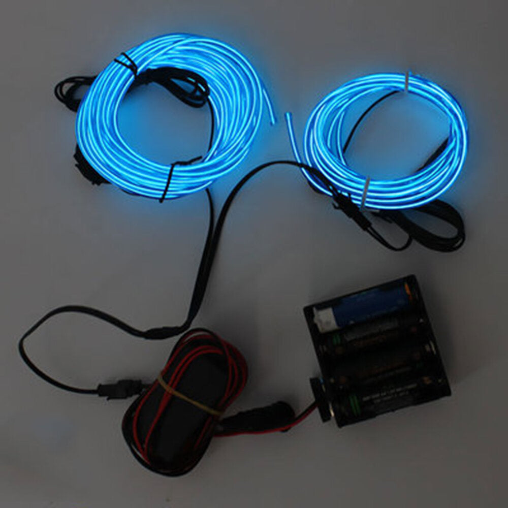 EL Wire Neon Light Flexible Rope Tube - Car Interior LED Strip Atmosphere Lamp for Auto Decoration