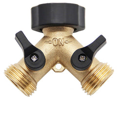 3/4 Inch 2-Way Brass Hose Faucet Manifold Garden Tap Splitter Y-Type Shut Off Valve