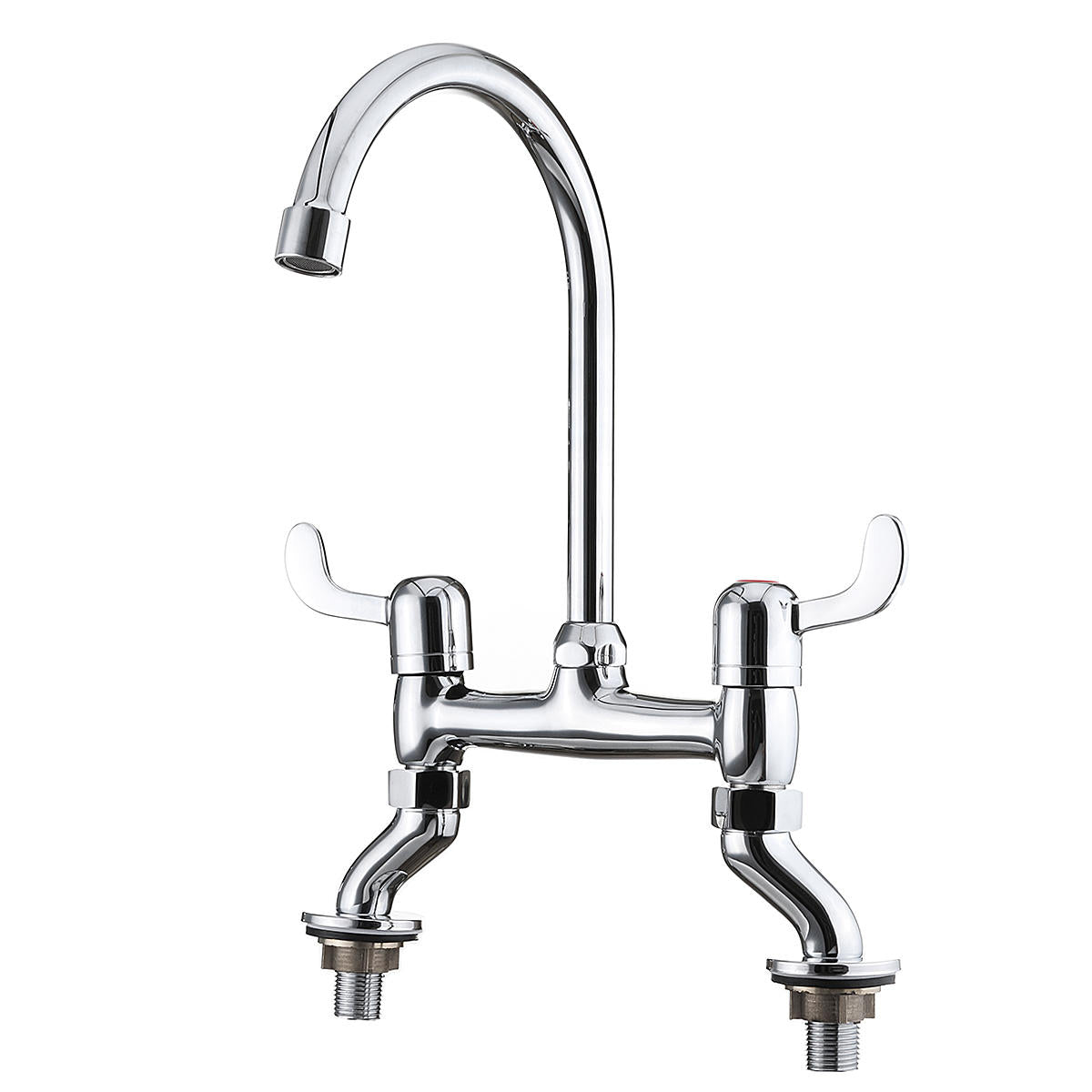 360 Degree Swivel Dual Lever Deck Mount Faucet for Hot & Cold Water Dispenser Basin Sink