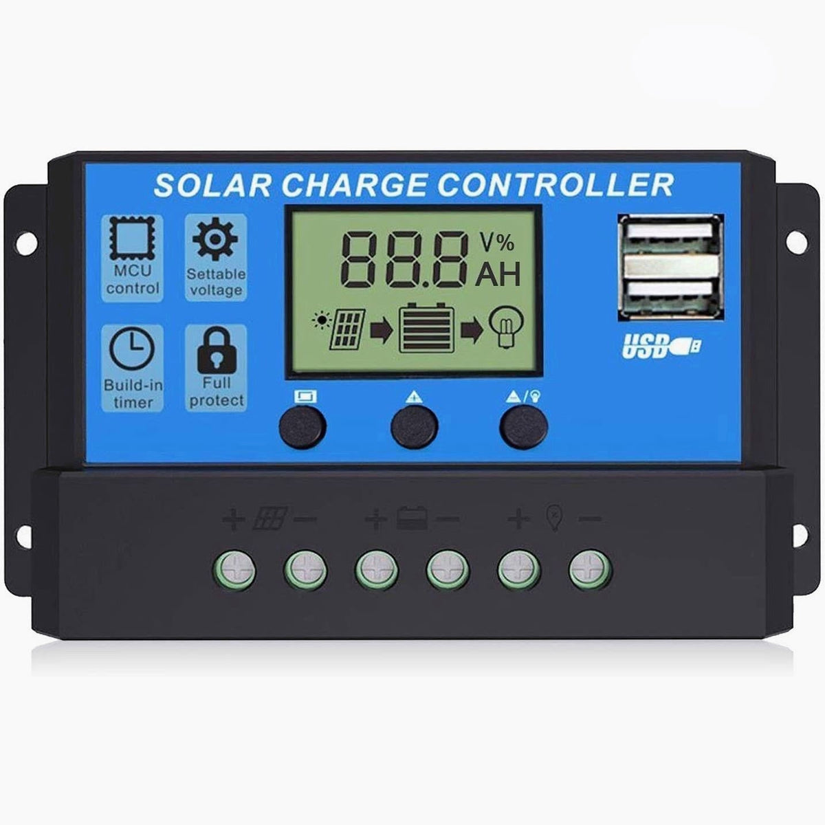 Multi-Function LCD Solar Panel Charger Controller 12V/24V - Adjustable Display