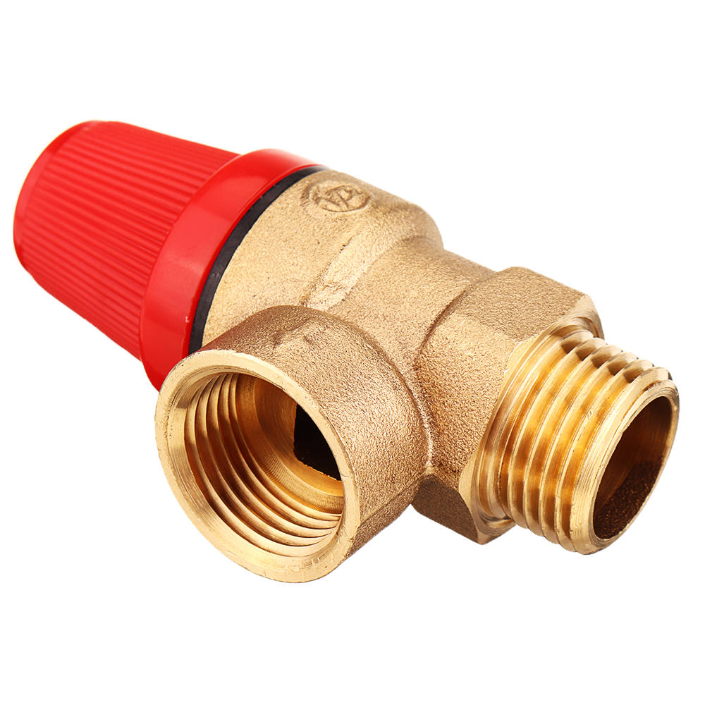 1/2" Brass Pressure Relief Valve, 3Bar/6Bar, Female/Male, Safety Switch for Wall-Hanging Water Heater