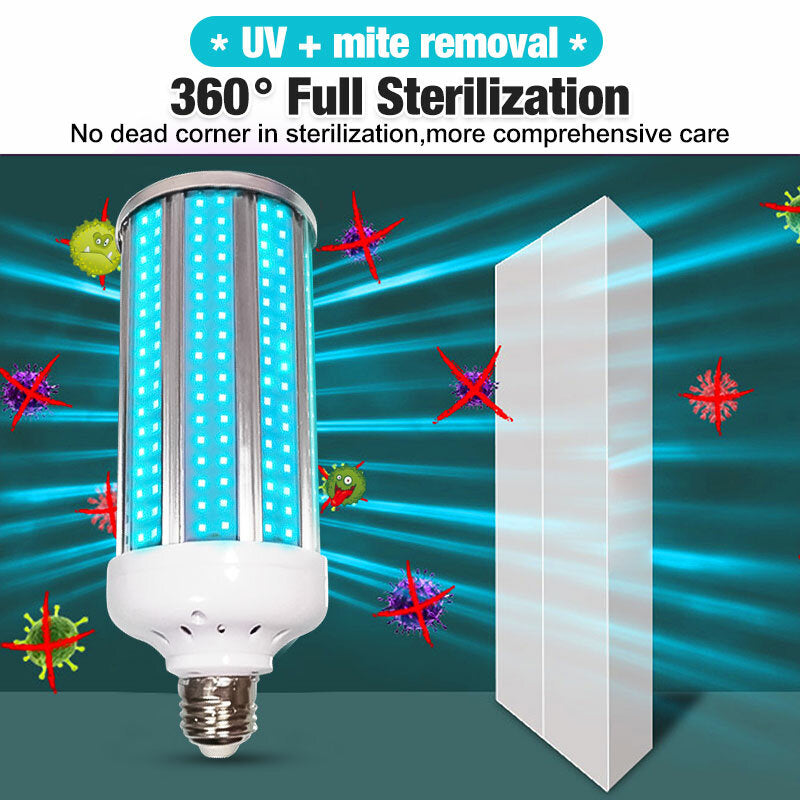 100W UV Germicidal Sterilizer Lamp - LED UVC E27 Home Disinfection Light Bulb