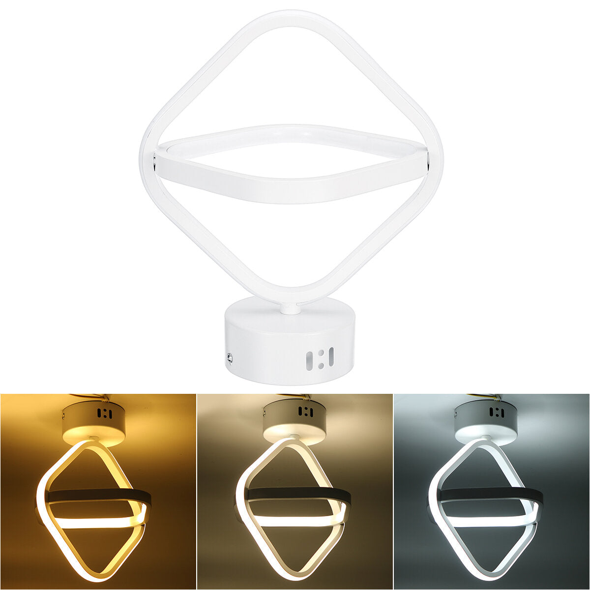 Modern LED Ceiling Lamp Dual Ring Chandelier Fixture, AC85-265V, Living Room Pendant Light