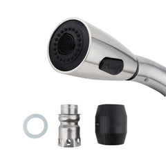 Electroplating Kitchen Sink Pull-Out Faucet - Hot/Cold Water Tap with 2 Stainless Steel Hoses