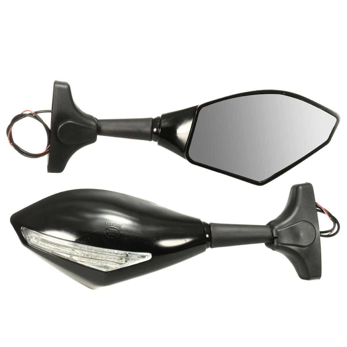Motorcycle Rear View Mirror with LED Turn Signal Indicator - Universal Fit